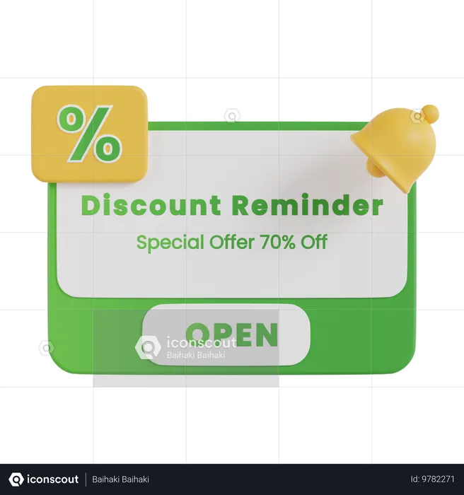 Notificación de recordatorio sobre el descuento  3D Icon