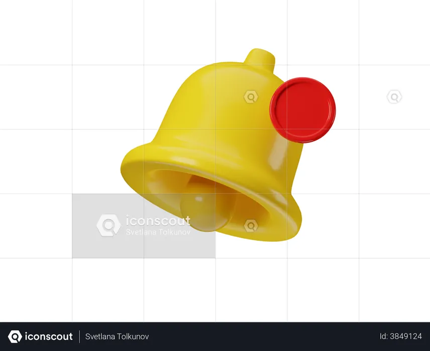 Notification Bell With Red New Message  3D Illustration