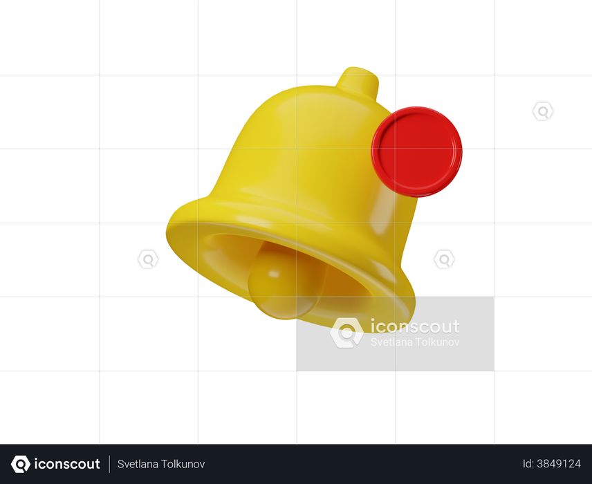 Notification Bell With Red New Message 3D Illustration