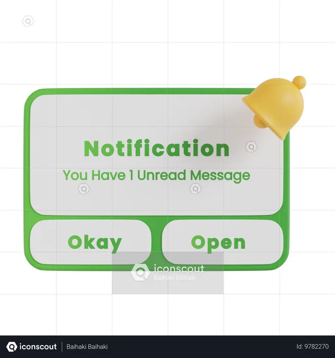 Notification Button  3D Icon