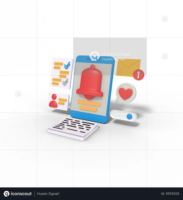 Notification chat on smartphone  3D Illustration