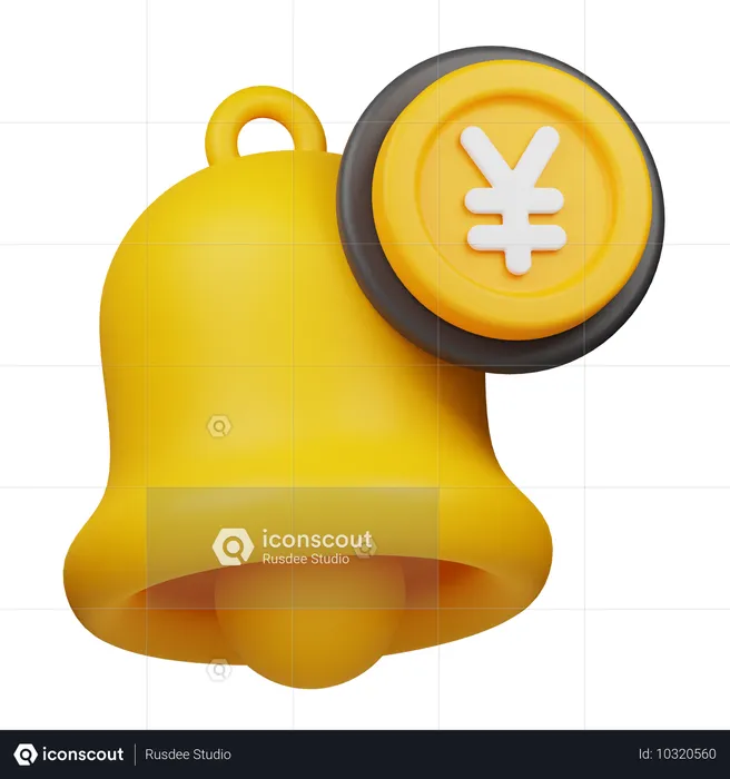 Notification de pièce de monnaie en yens  3D Icon