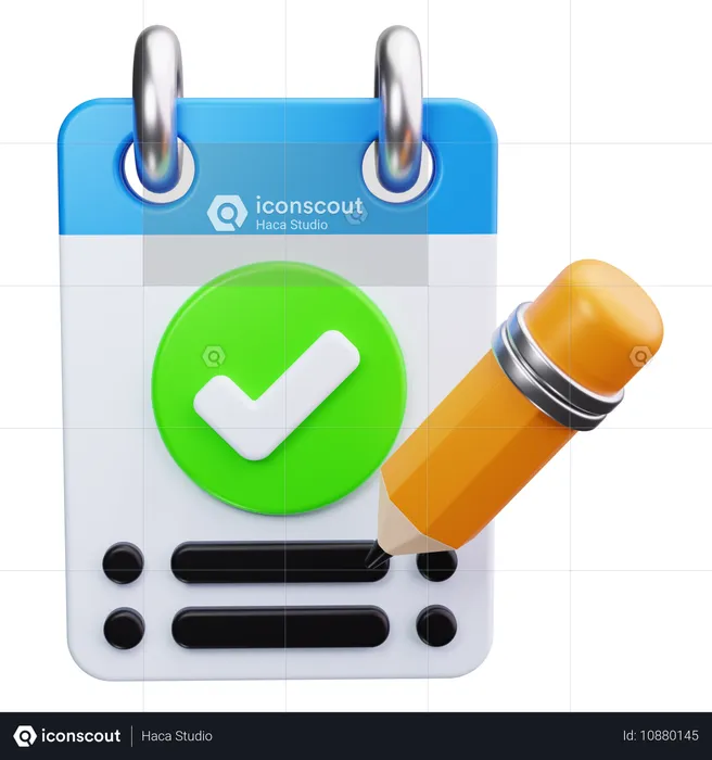 Notiz mit Häkchen-Symbol  3D Icon