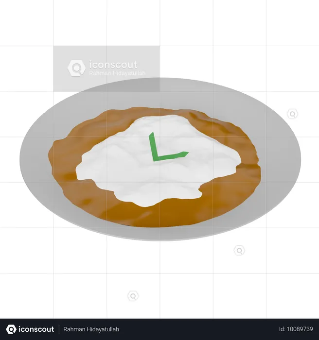 Bubur Sumsum, un plat indonésien préparé à partir de farine et de sucre de palme dans un bol  3D Icon