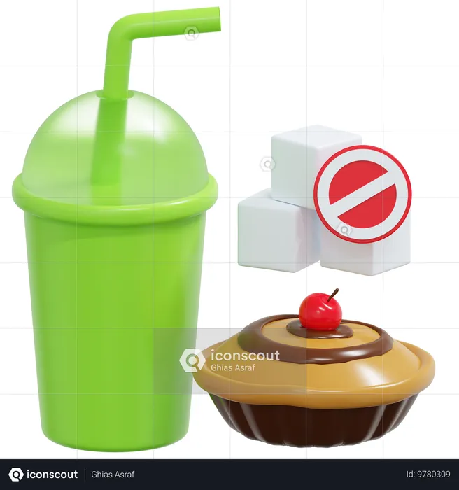 Pas de nourriture sucrée  3D Icon