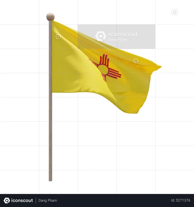 Mât de drapeau du Nouveau-Mexique Flag 3D Icon