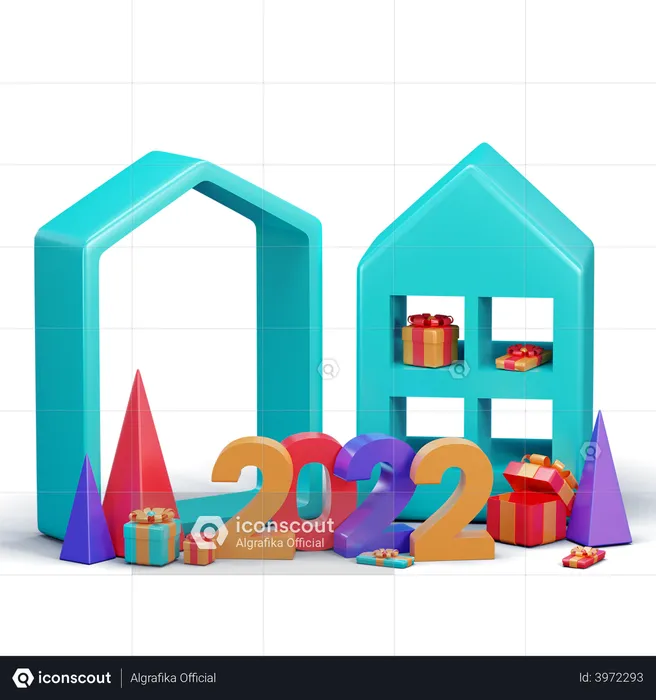 Décoration du Nouvel An 2022  3D Illustration