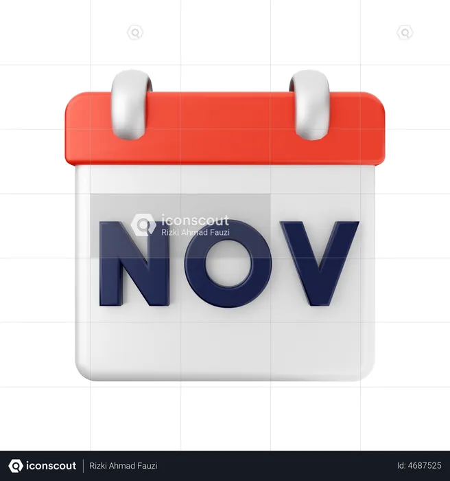 November Calendar  3D Illustration