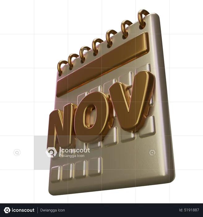 November Month Calendar  3D Icon