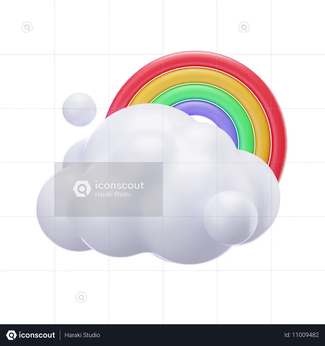 Nuage et arc en ciel  3D Icon