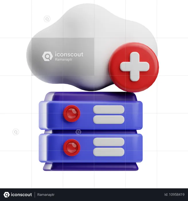 Nuage hybride  3D Icon
