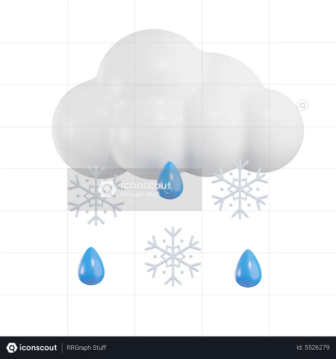 Nuage neige pluie  3D Icon