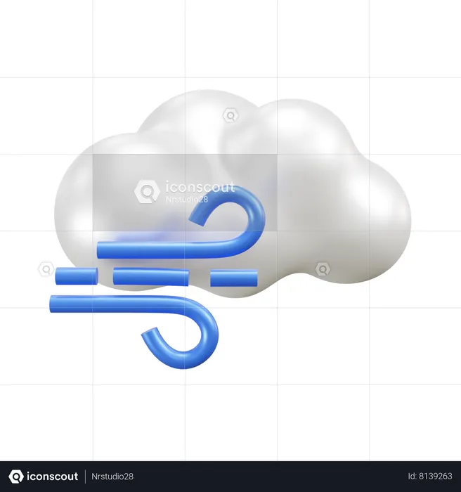 Temps venteux nuage  3D Icon