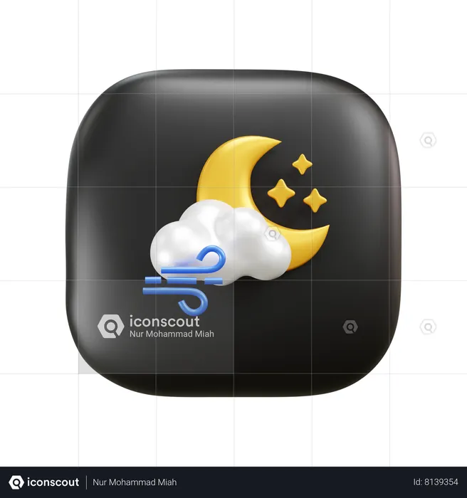 Temps venteux nuage  3D Icon