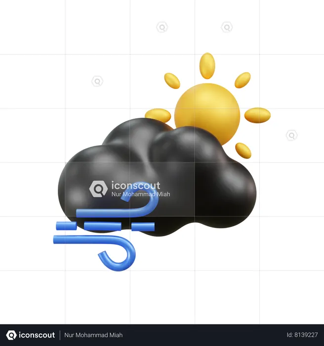 Temps venteux nuage  3D Icon