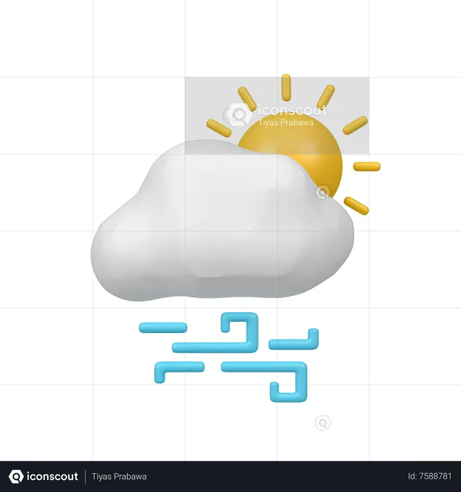 Nuage venteux  3D Icon