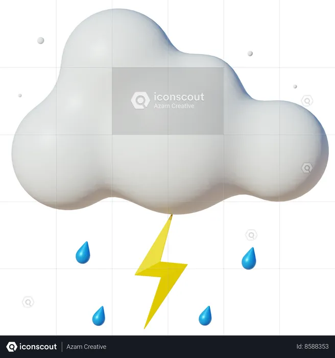 Nuages avec orages  3D Icon