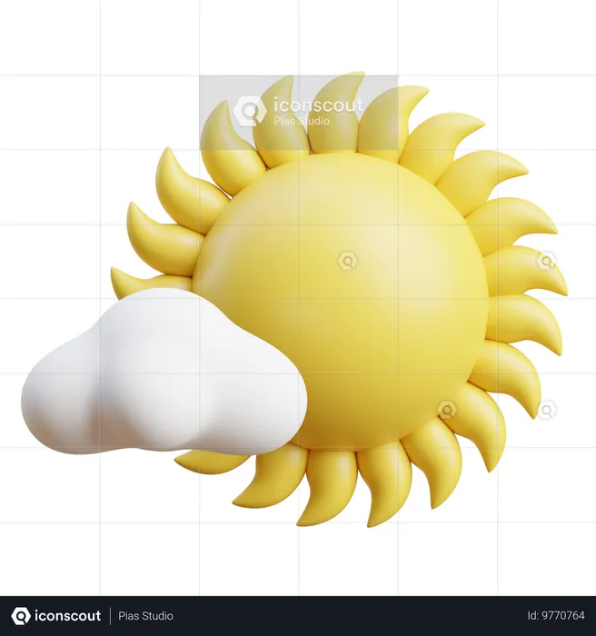 Soleil nuageux et ensoleillé  3D Icon