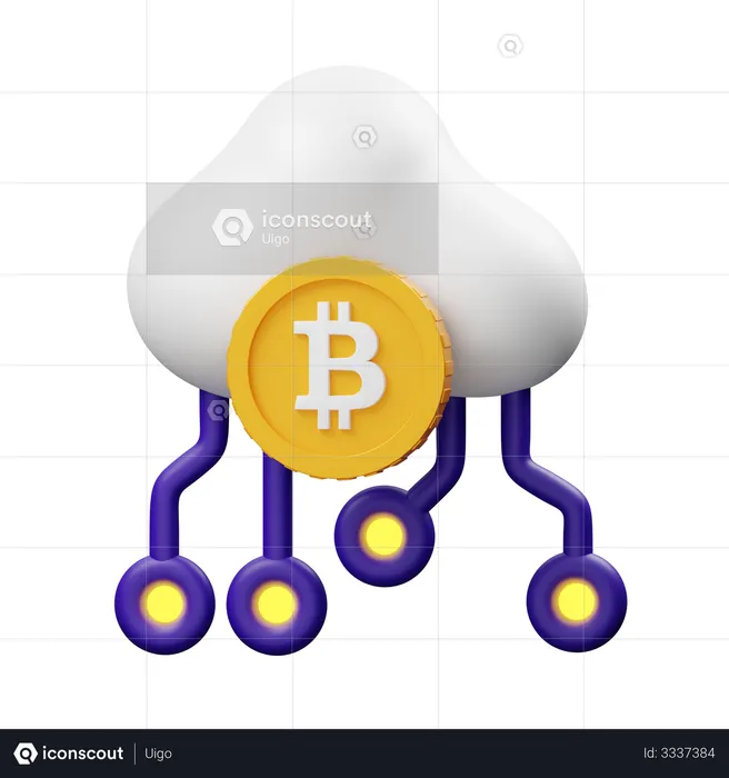 Bitcoin en la nube  3D Illustration