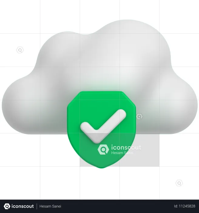 Nube con escudo  3D Icon