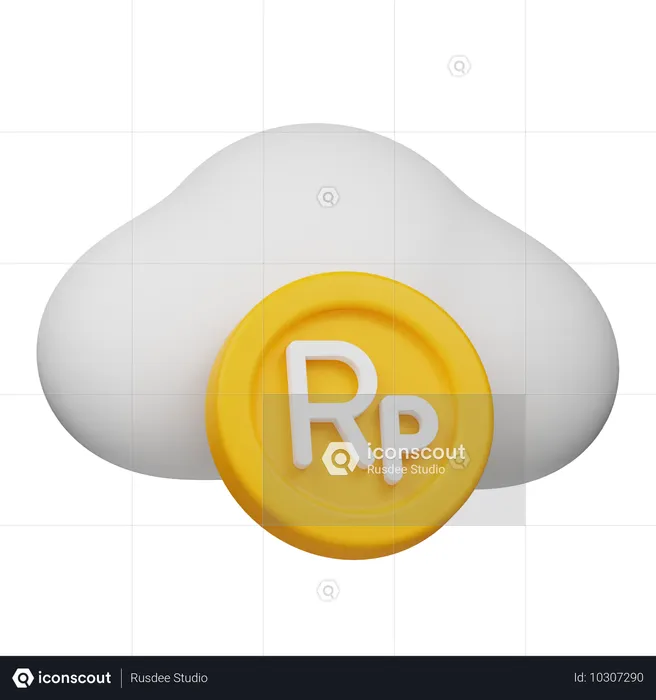 Nube de monedas de rupias  3D Icon