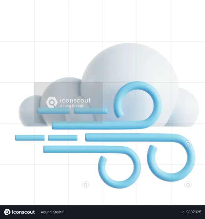 Nube de viento  3D Icon