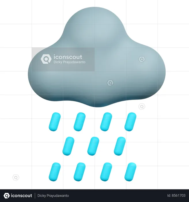 Nube lloviendo  3D Icon