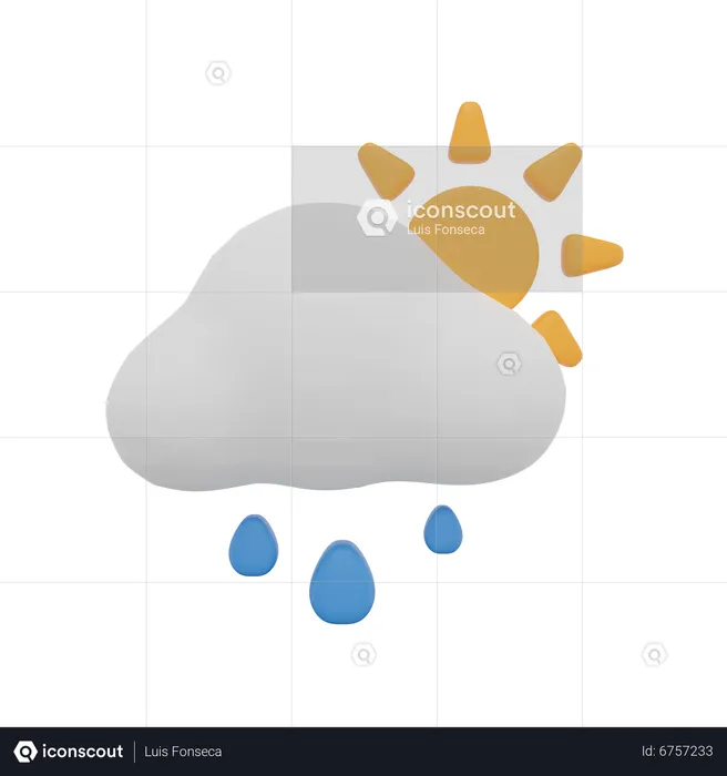 Nube lluvia día sol clima  3D Icon