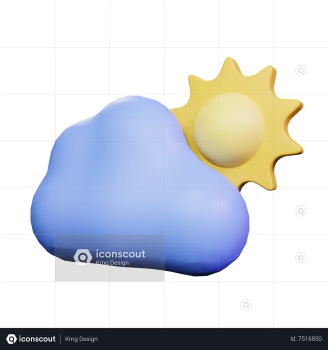 Sol nube  3D Icon