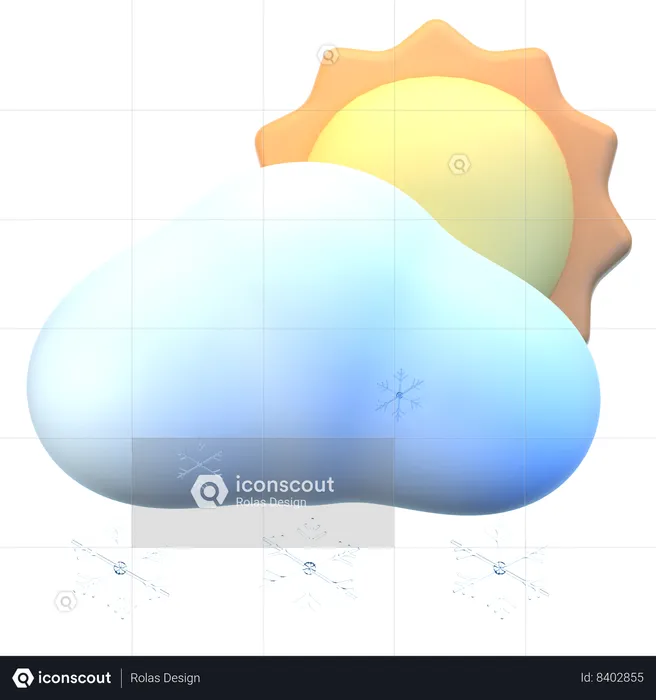 Nube sol nieve  3D Icon