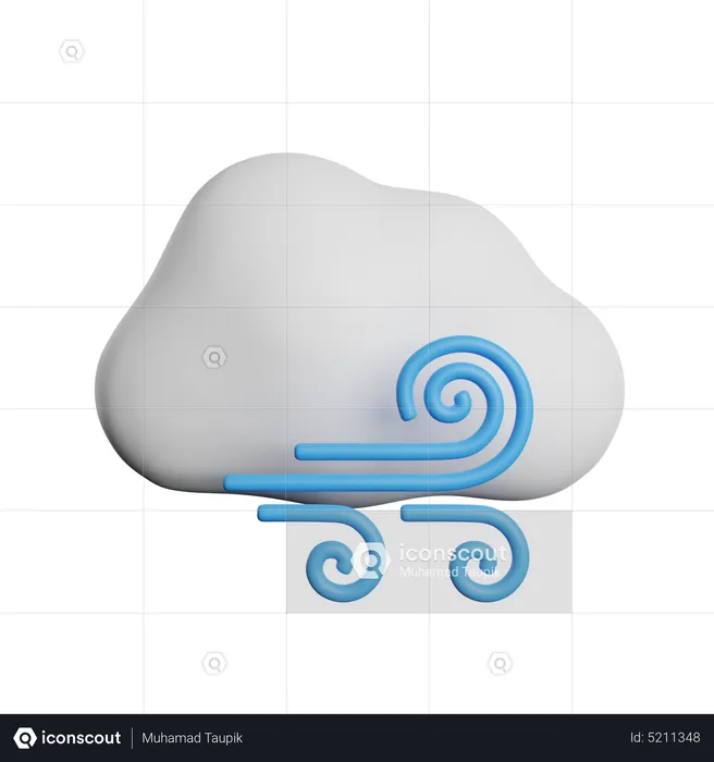 Nube Viento  3D Icon