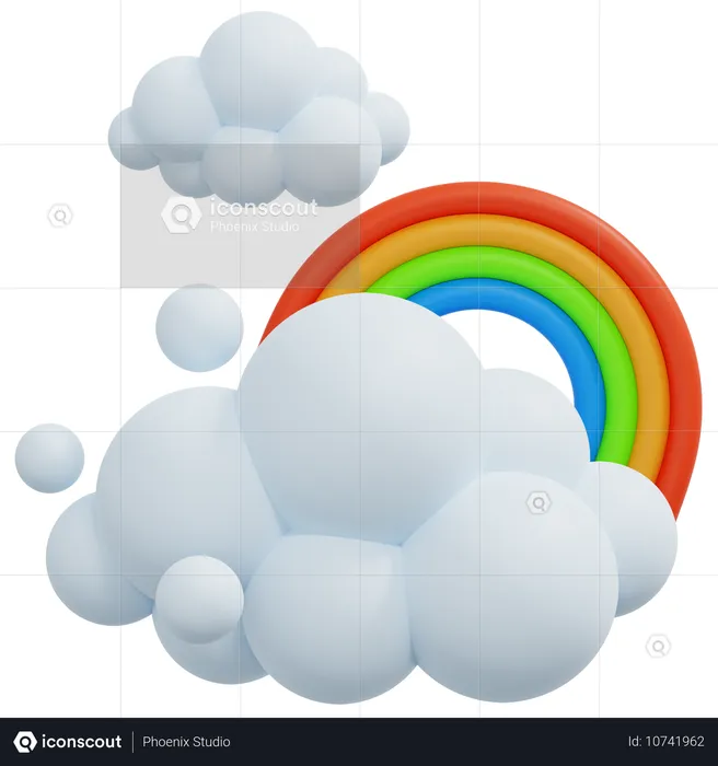 Nube y arcoiris  3D Icon