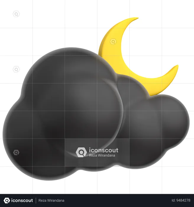 Nubes negras en la noche  3D Icon