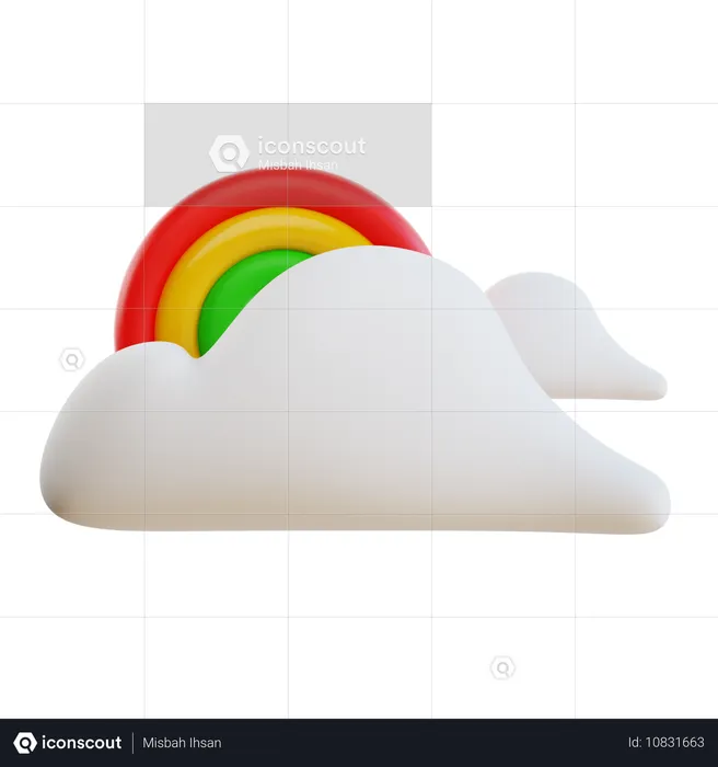 Nublado con arcoiris  3D Icon