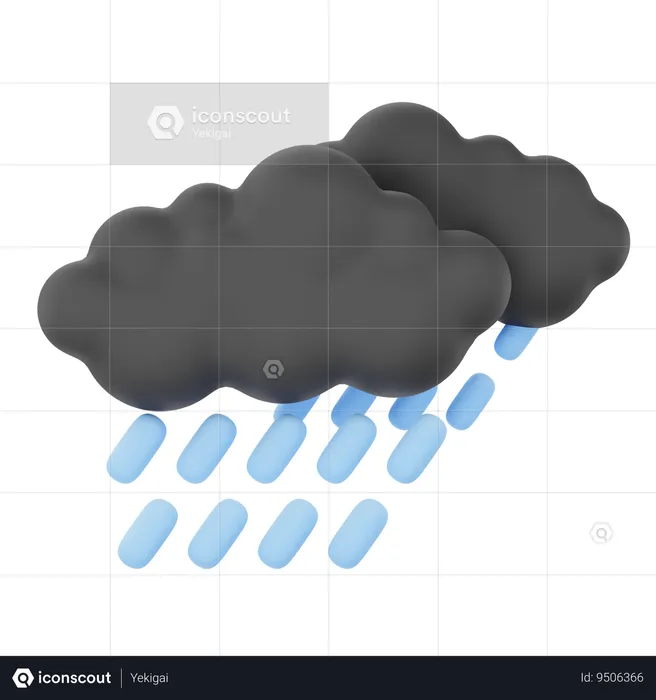 Nublado lluvia intensa  3D Icon