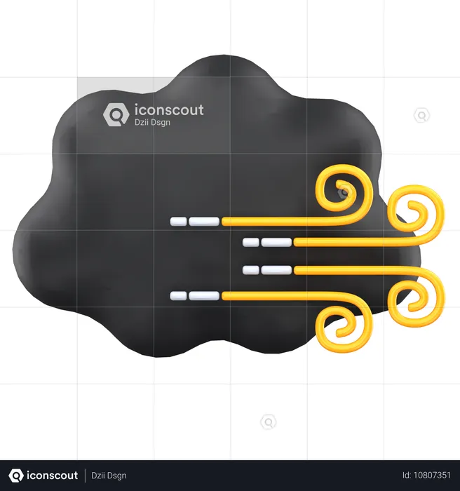 Medianoche nublado con viento  3D Icon