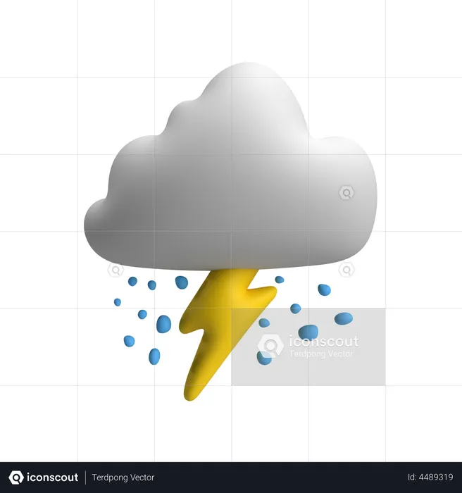 Nublado nevado y relámpagos  3D Illustration