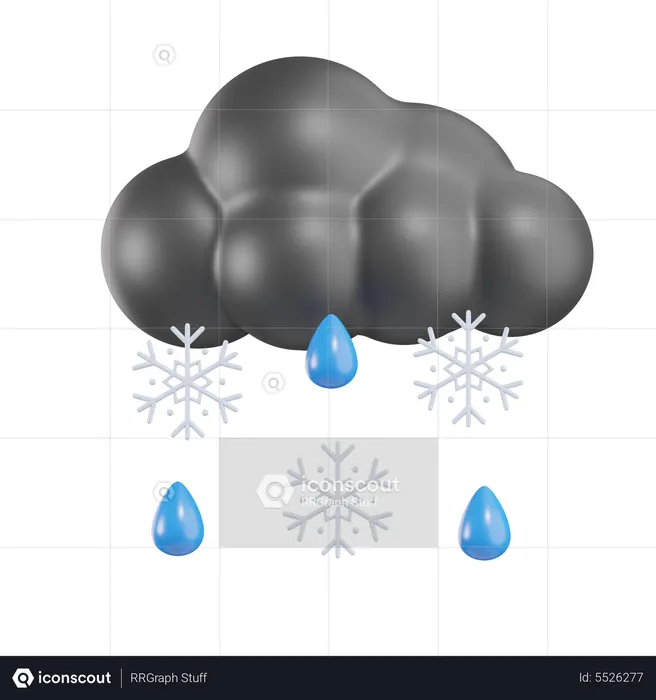 Lluvia de nieve nublada  3D Icon