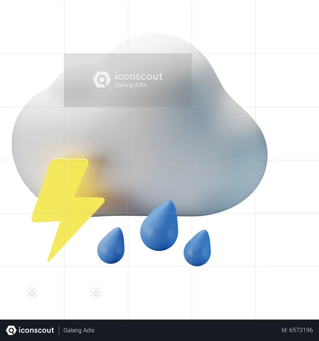 Nublado trovoada chuva forte  3D Icon