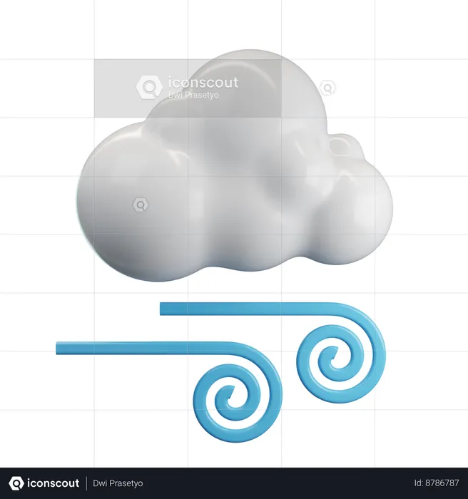 Nublado y con viento  3D Icon