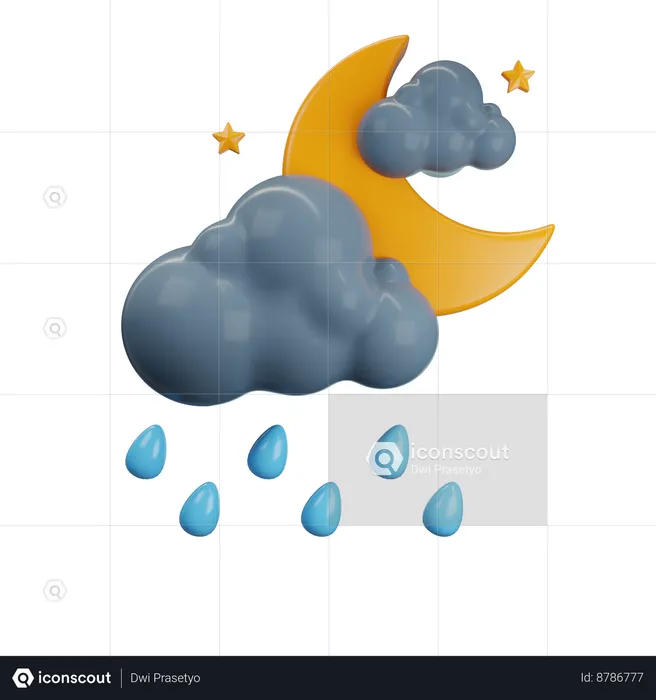 Nuit avec moins de pluie  3D Icon