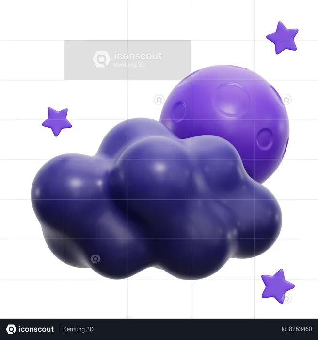 Temps nuageux la nuit  3D Icon