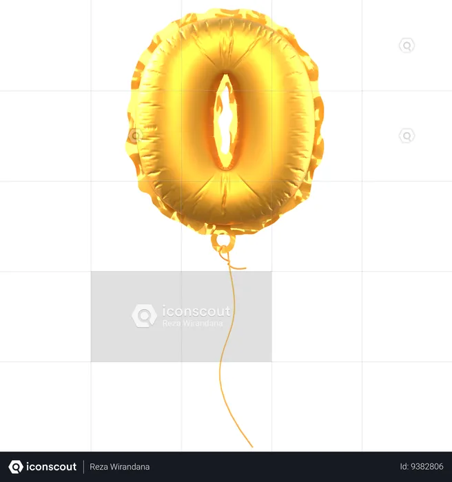 Number 0 Balloon  3D Icon