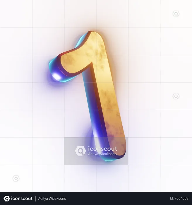 Number '1' text effect  3D Icon