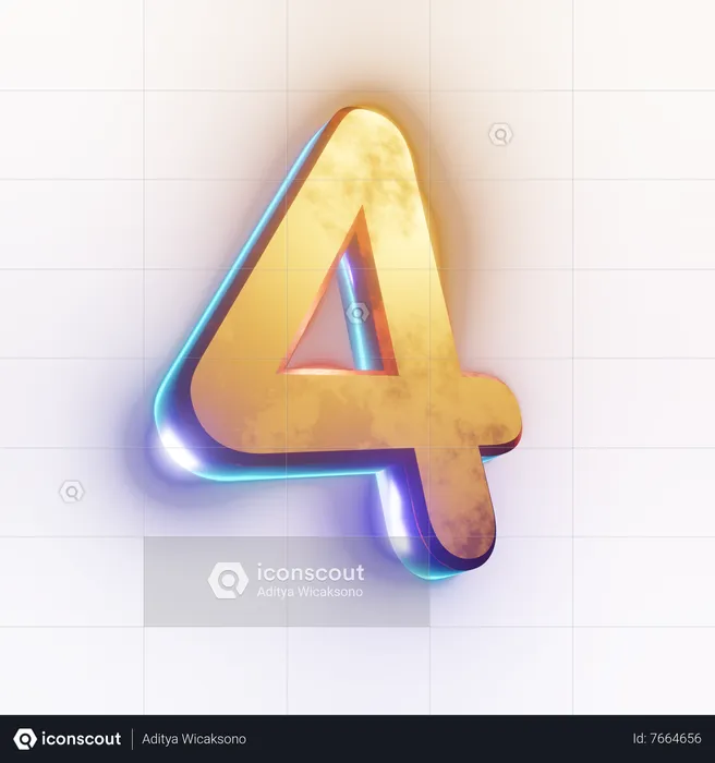 Number '4' text effect  3D Icon