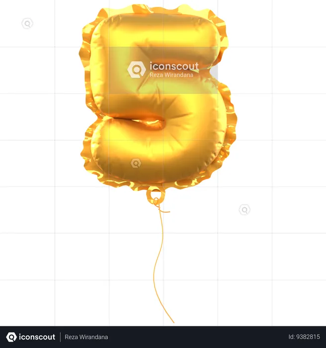 Number 5 Balloon  3D Icon