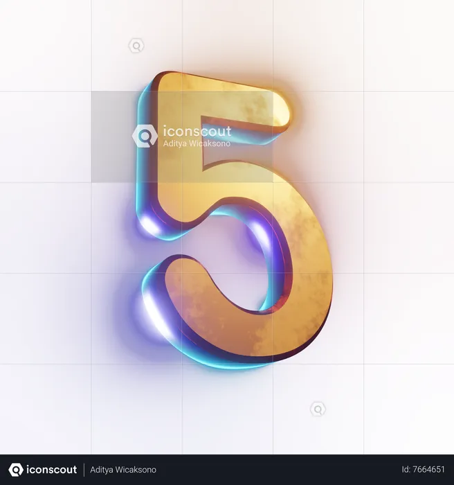 Number '5' text effect  3D Icon