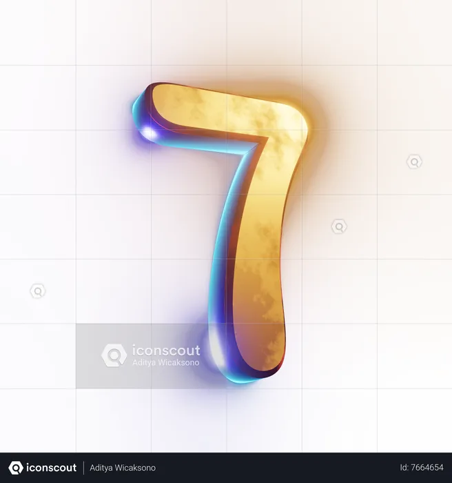 Number '7' text effect  3D Icon