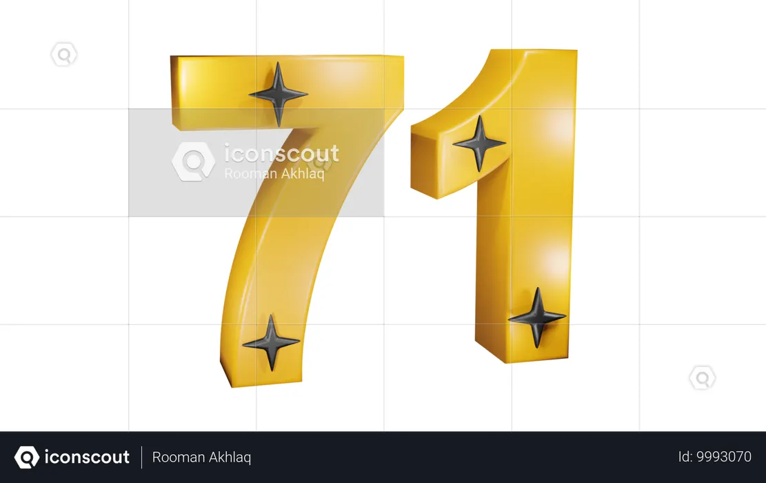 Number 71  3D Icon