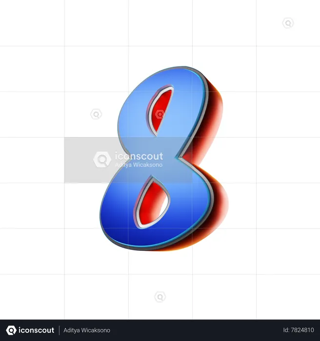 Number 8 Typography  3D Icon